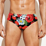 Poppy And Chamomile Pattern Print Men's Swim Briefs