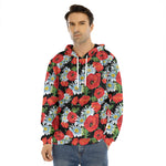 Poppy And Chamomile Pattern Print Men's Velvet Pullover Hoodie