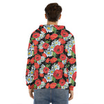 Poppy And Chamomile Pattern Print Men's Velvet Pullover Hoodie