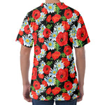 Poppy And Chamomile Pattern Print Men's Velvet T-Shirt