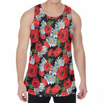 Poppy And Chamomile Pattern Print Men's Velvet Tank Top