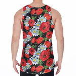 Poppy And Chamomile Pattern Print Men's Velvet Tank Top