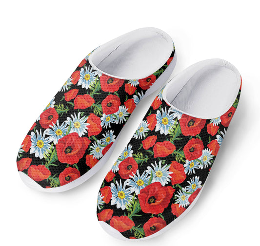 Poppy And Chamomile Pattern Print Mesh Casual Shoes