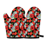 Poppy And Chamomile Pattern Print Oven Mitts