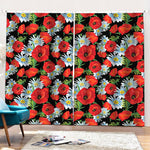 Poppy And Chamomile Pattern Print Pencil Pleat Curtains