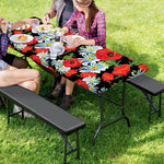 Poppy And Chamomile Pattern Print Picnic Table Cover