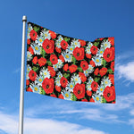 Poppy And Chamomile Pattern Print Polyester Flag