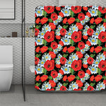 Poppy And Chamomile Pattern Print Polyester Shower Curtain