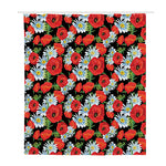 Poppy And Chamomile Pattern Print Polyester Shower Curtain