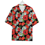 Poppy And Chamomile Pattern Print Rayon Hawaiian Shirt