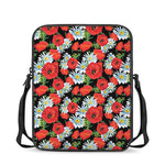 Poppy And Chamomile Pattern Print Rectangular Crossbody Bag