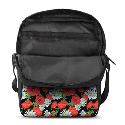 Poppy And Chamomile Pattern Print Rectangular Crossbody Bag