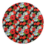 Poppy And Chamomile Pattern Print Round Blanket