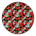 Poppy And Chamomile Pattern Print Round Floor Mat