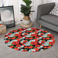Poppy And Chamomile Pattern Print Round Rug