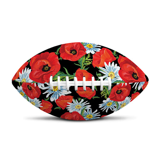 Poppy And Chamomile Pattern Print Rugby Ball