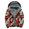 Poppy And Chamomile Pattern Print Sherpa Lined Zip Up Hoodie