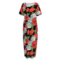 Poppy And Chamomile Pattern Print Short Sleeve Long Nightdress