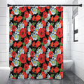 Poppy And Chamomile Pattern Print Shower Curtain