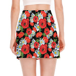 Poppy And Chamomile Pattern Print Side Slit Mini Skirt