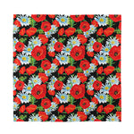 Poppy And Chamomile Pattern Print Silk Bandana