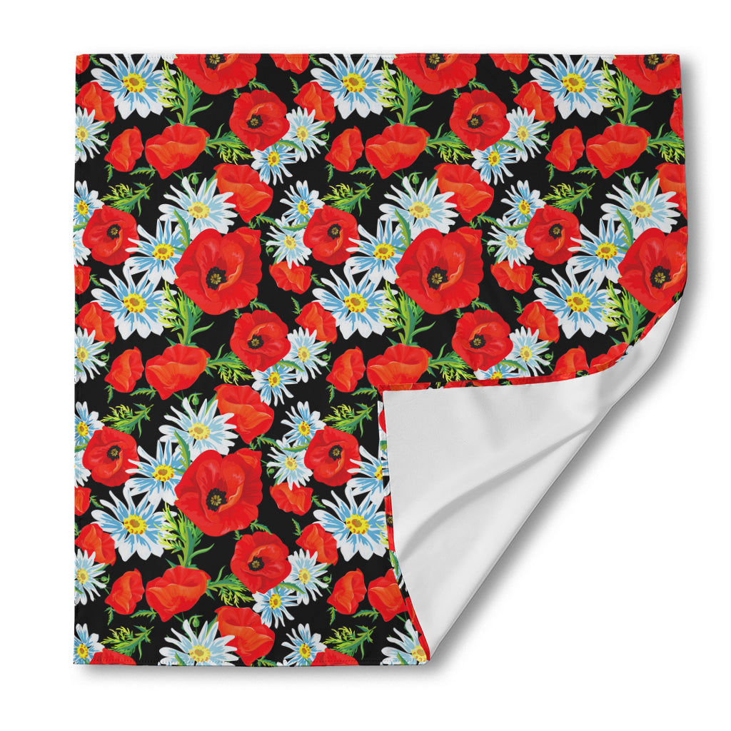 Poppy And Chamomile Pattern Print Silk Bandana