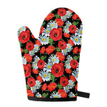 Poppy And Chamomile Pattern Print Single Oven Mitt