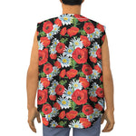 Poppy And Chamomile Pattern Print Sleeveless Baseball Jersey