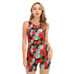 Poppy And Chamomile Pattern Print Sleeveless One Piece Swimsuit