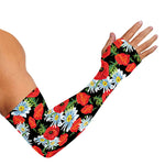 Poppy And Chamomile Pattern Print Sun Protection Arm Sleeves