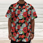 Poppy And Chamomile Pattern Print Textured Short Sleeve Shirt