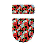 Poppy And Chamomile Pattern Print Toilet Lid And Tank Cover Set