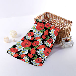 Poppy And Chamomile Pattern Print Towel
