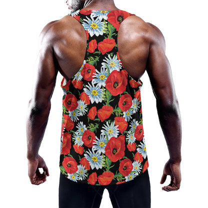 Poppy And Chamomile Pattern Print Training Tank Top