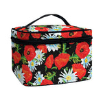 Poppy And Chamomile Pattern Print Travel Makeup Bag