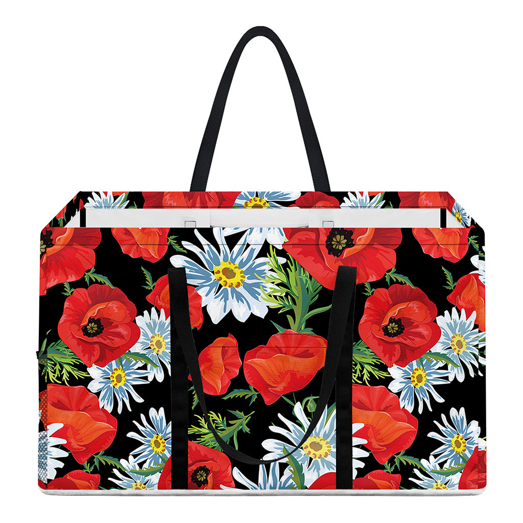 Poppy And Chamomile Pattern Print Utility Tote Bag