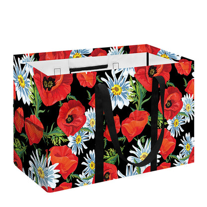 Poppy And Chamomile Pattern Print Utility Tote Bag