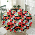 Poppy And Chamomile Pattern Print Waterproof Round Tablecloth