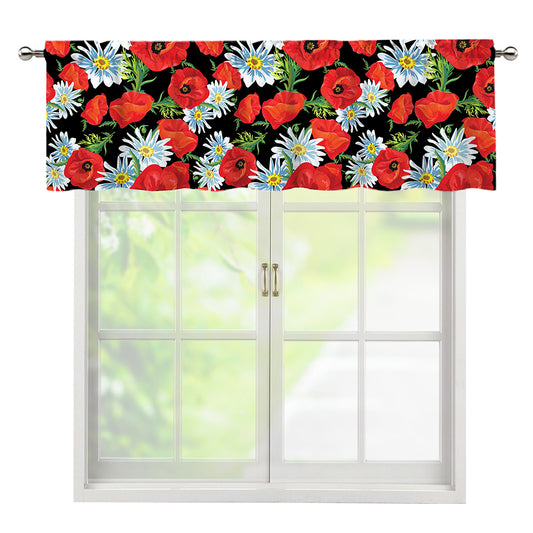 Poppy And Chamomile Pattern Print Window Valance