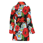Poppy And Chamomile Pattern Print Women's Bathrobe