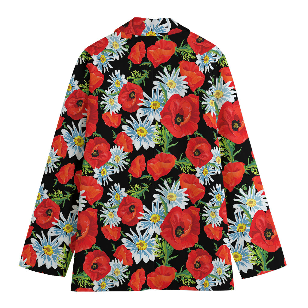 Poppy And Chamomile Pattern Print Women's Blazer
