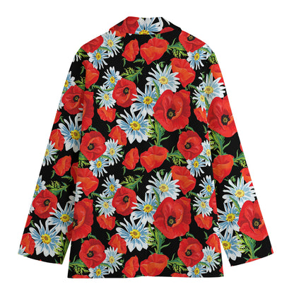 Poppy And Chamomile Pattern Print Women's Blazer