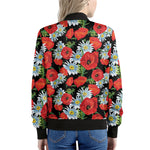 Poppy And Chamomile Pattern Print Women's Bomber Jacket