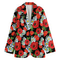 Poppy And Chamomile Pattern Print Women's Cotton Blazer