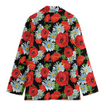 Poppy And Chamomile Pattern Print Women's Cotton Blazer