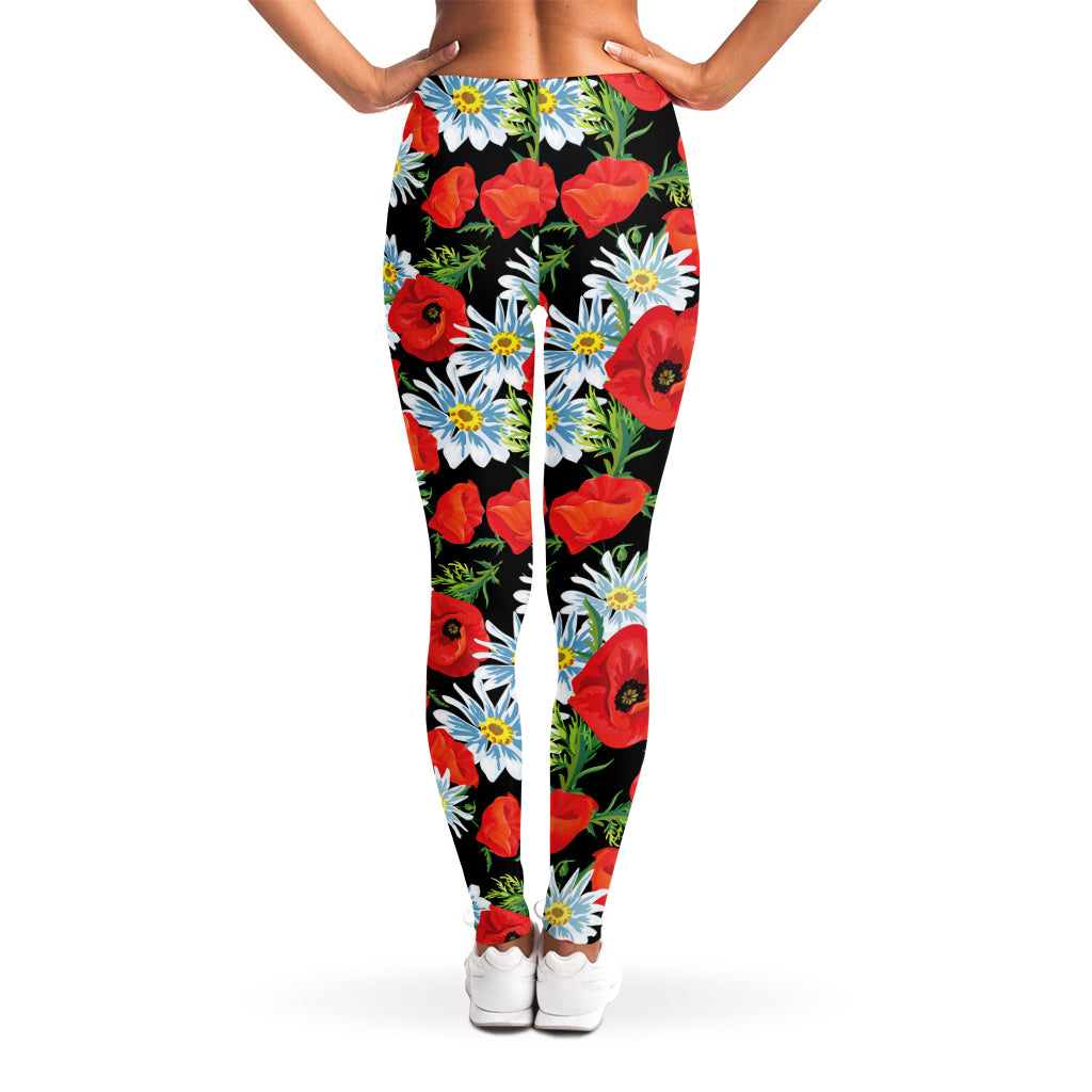 Poppy And Chamomile Pattern Print Women's Leggings