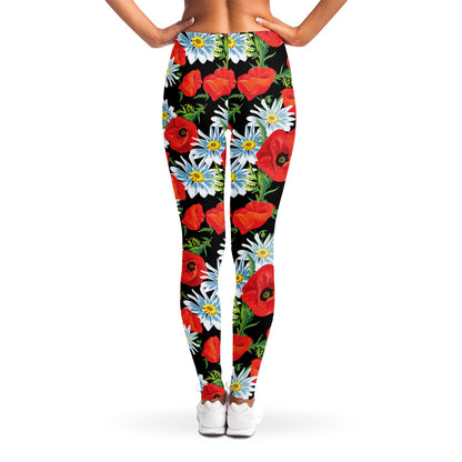Poppy And Chamomile Pattern Print Women's Leggings