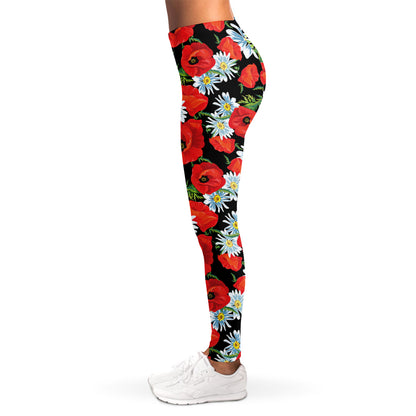 Poppy And Chamomile Pattern Print Women's Leggings