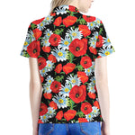 Poppy And Chamomile Pattern Print Women's Polo Shirt