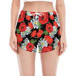 Poppy And Chamomile Pattern Print Women's Split Running Shorts